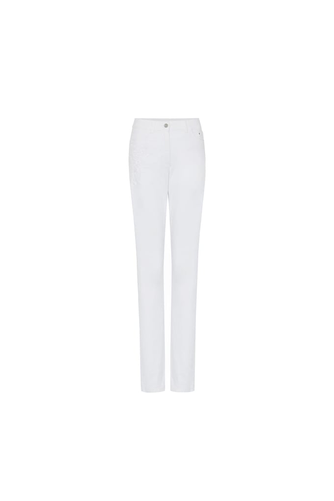 Nakış Detaylı Beyaz Jean Pantolon