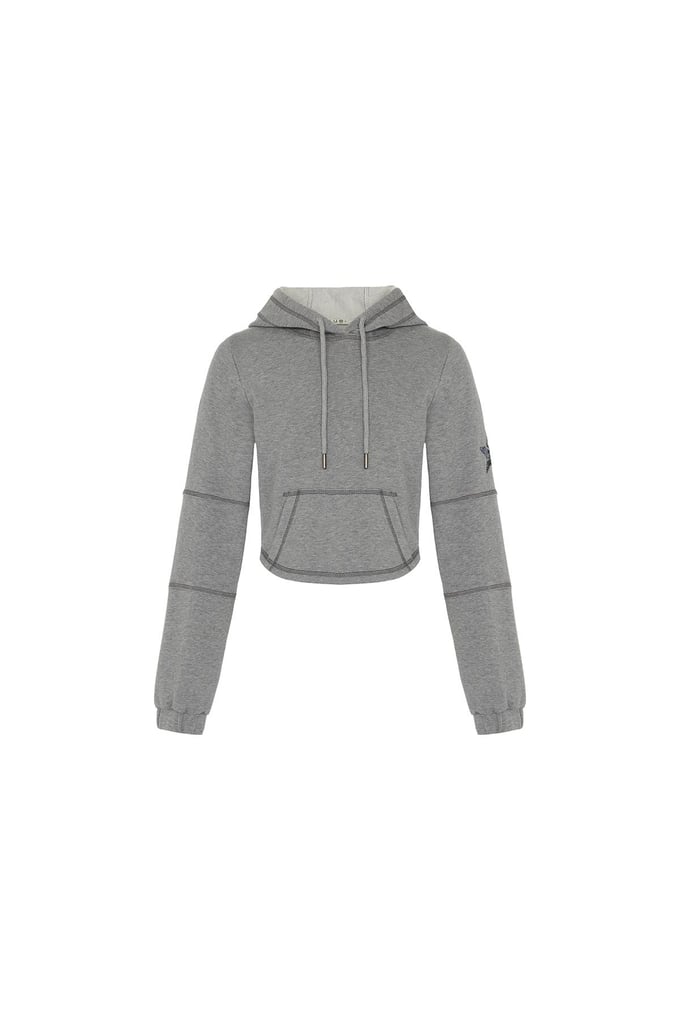 Önden Cepli Kapüşonlu Gri Sweatshirt