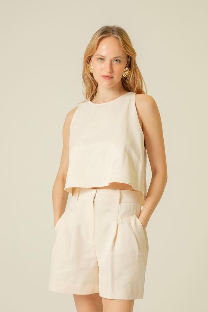 Comfort Fit Strappy Ecru Blouse