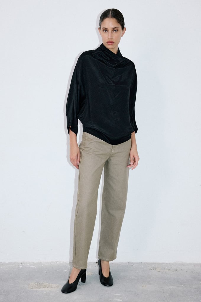 Satin Backless Black Blouse