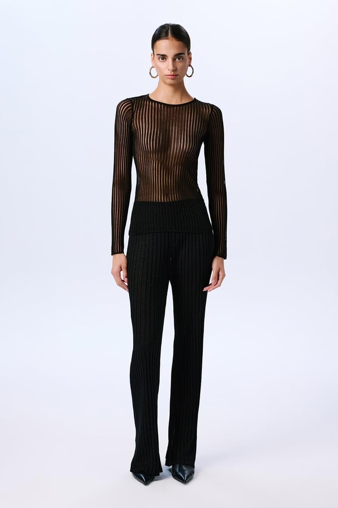 Glittery Transparent Black Blouse  
