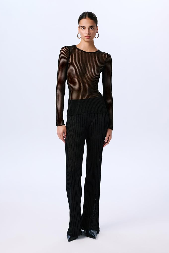 Glittery Transparent Black Blouse  