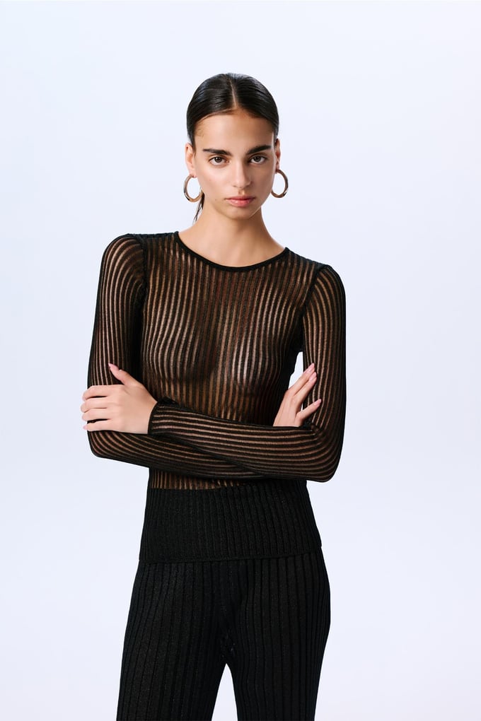 Glittery Transparent Black Blouse  
