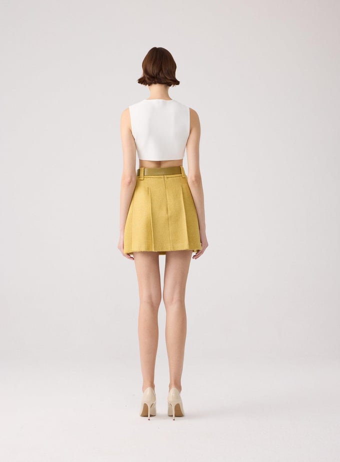 Back-Deep Detailed Off-White Knit Bodysuit