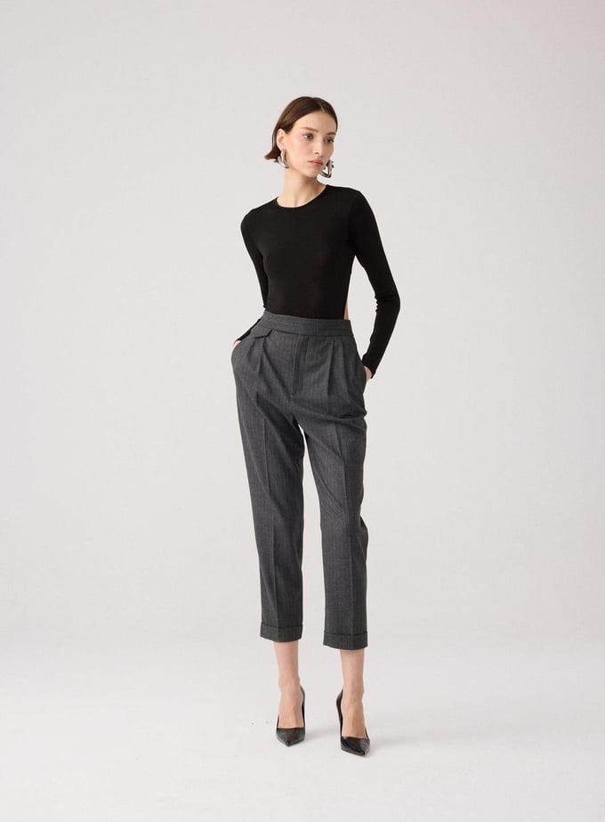 Open-Back Long-Sleeve Black Bodysuit