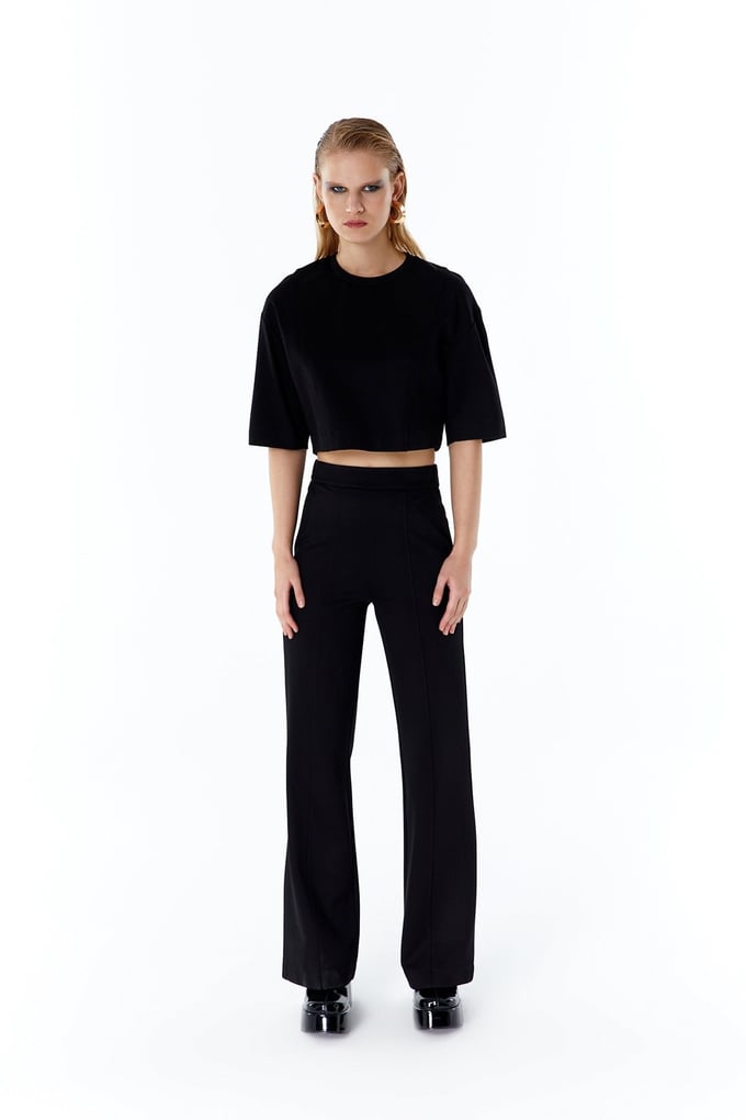 Siyah Basic Crop T-Shirt