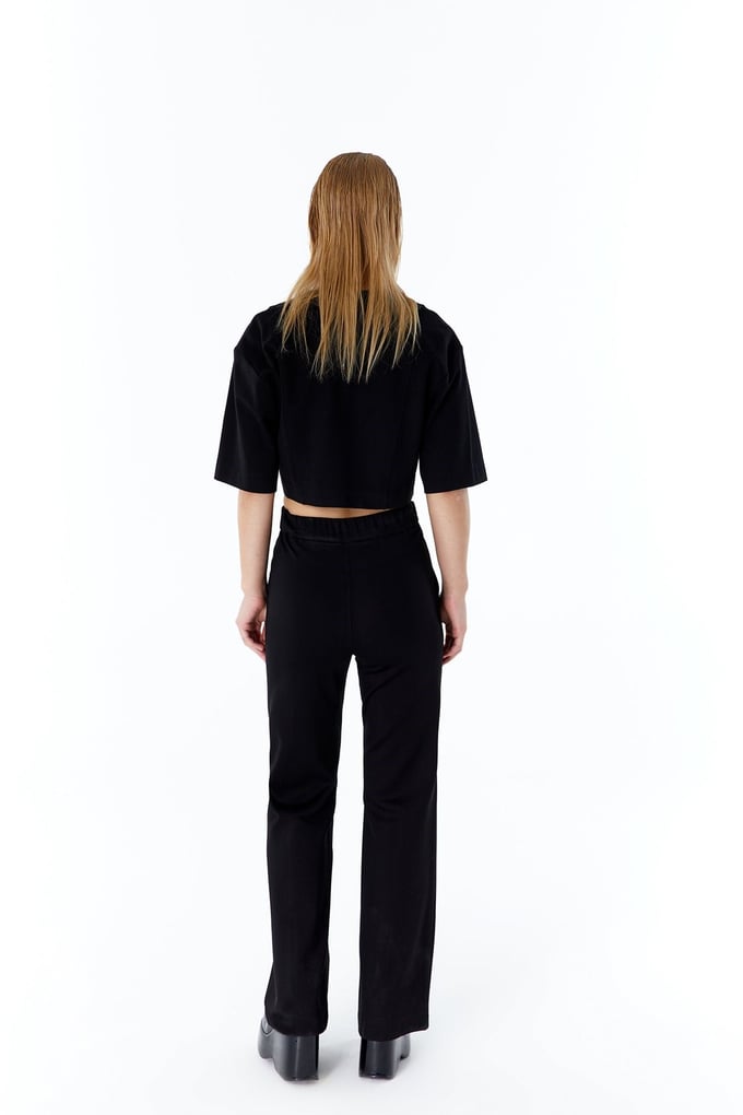 Siyah Basic Crop T-Shirt
