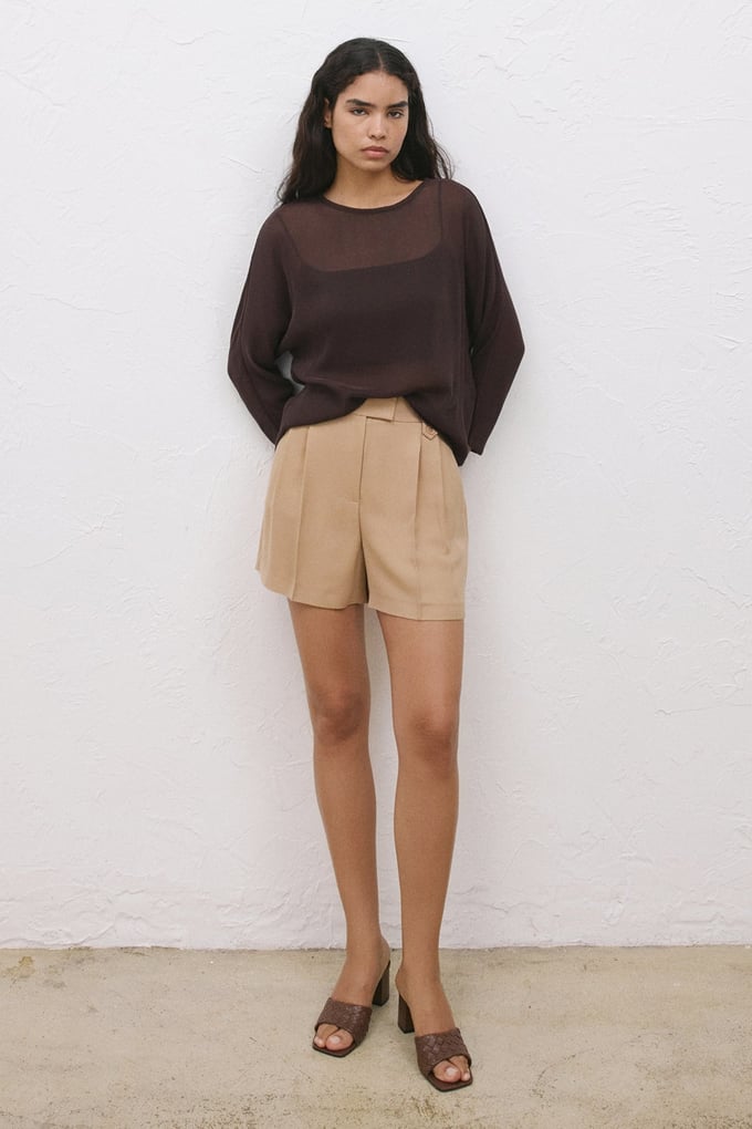 Sheer Knit Brown Blouse