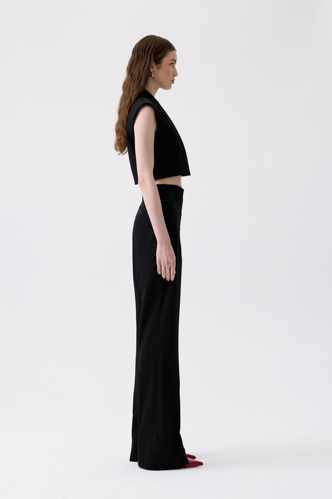 Crease Detail Black Trousers