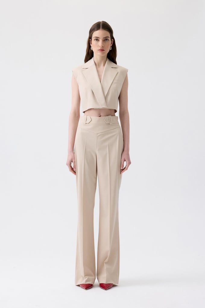 Crease Detail Stone Trousers