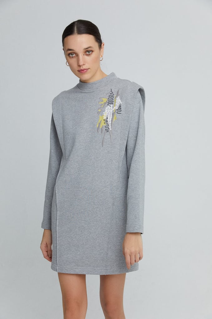 Gri Mini Sweat Elbise