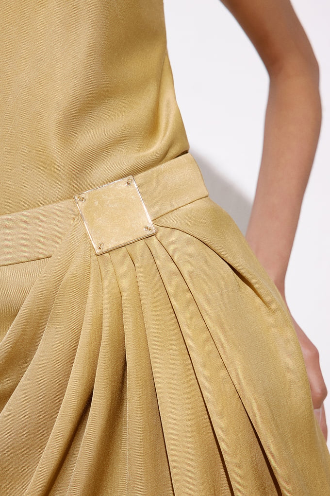 Accessory Detailed Mini Camel Skirt