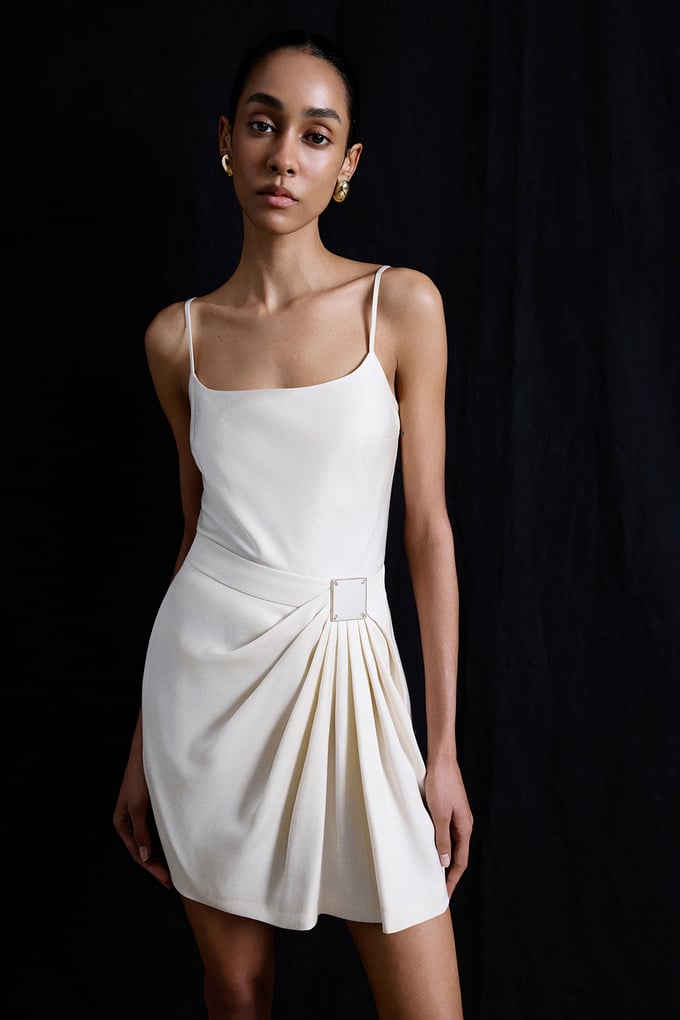 Accessory Detailed Mini Ecru Skirt
