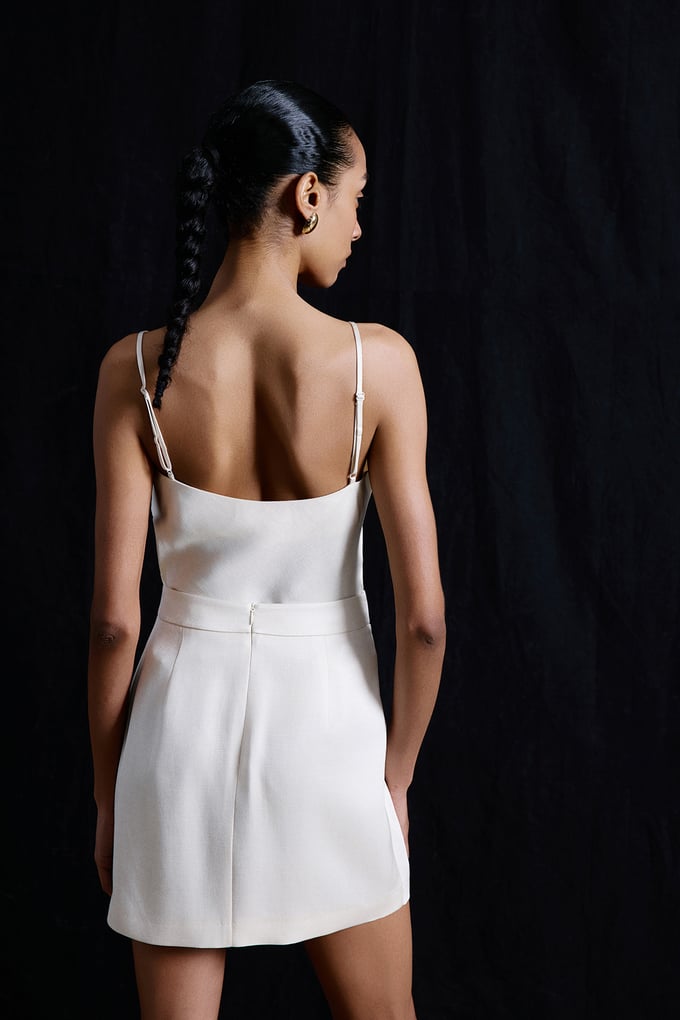 Accessory Detailed Mini Ecru Skirt