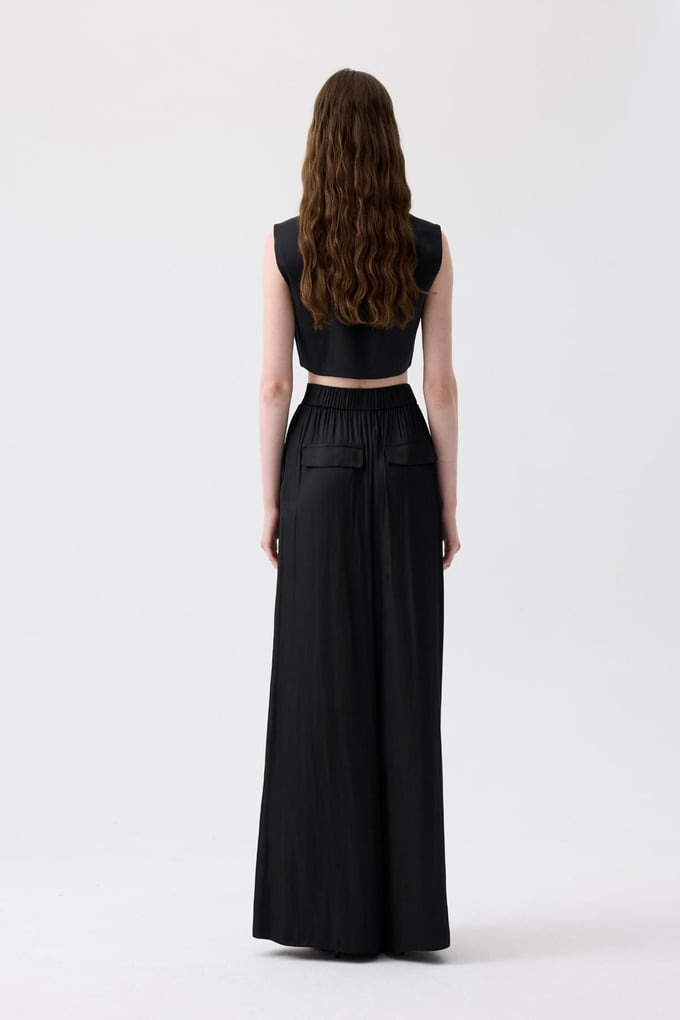 Asymmetric Cut Sleeveless Black Blouse