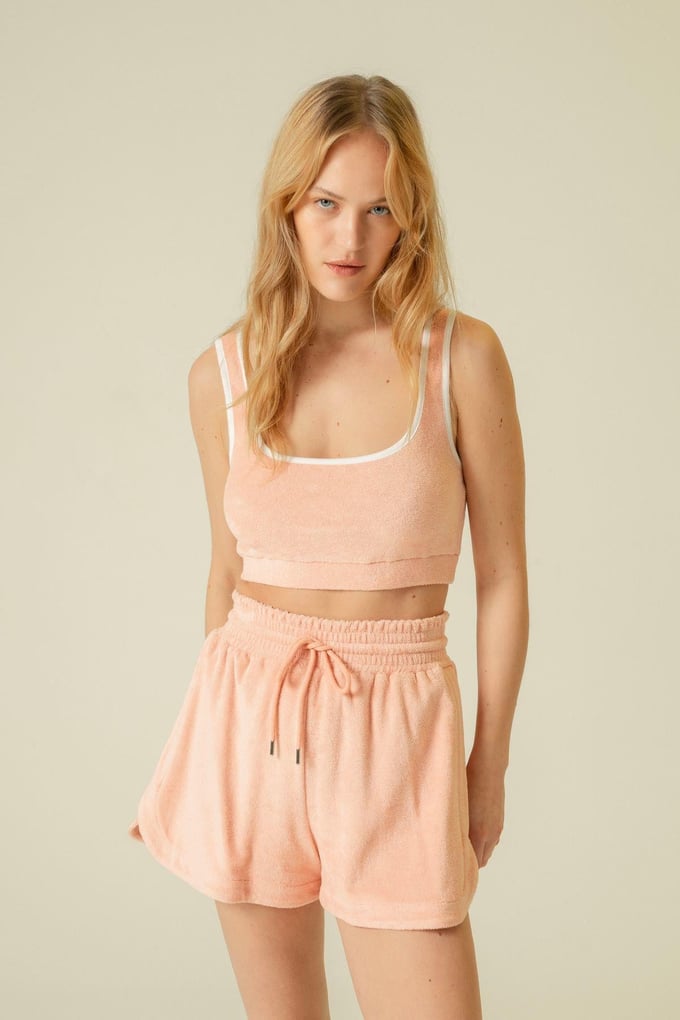Askılı Havlu Pudra Crop Top