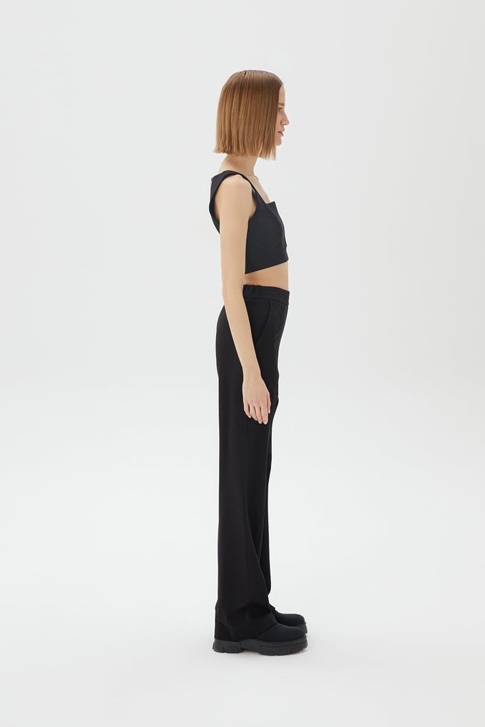 Askılı Siyah Crop Top