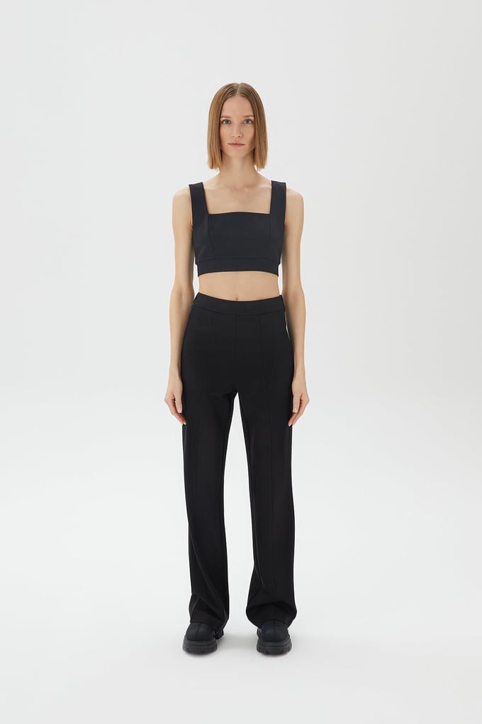 Askılı Siyah Crop Top