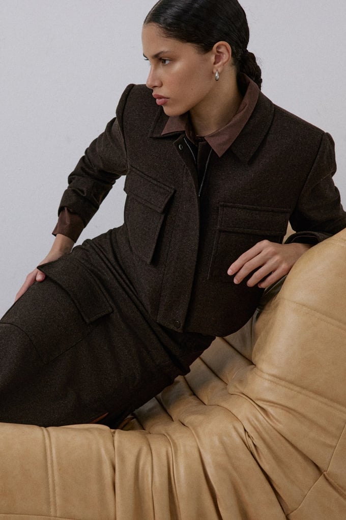 Lined Short Cut Brown Blazer