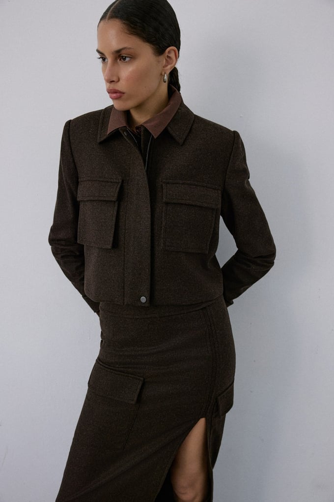 Lined Short Cut Brown Blazer