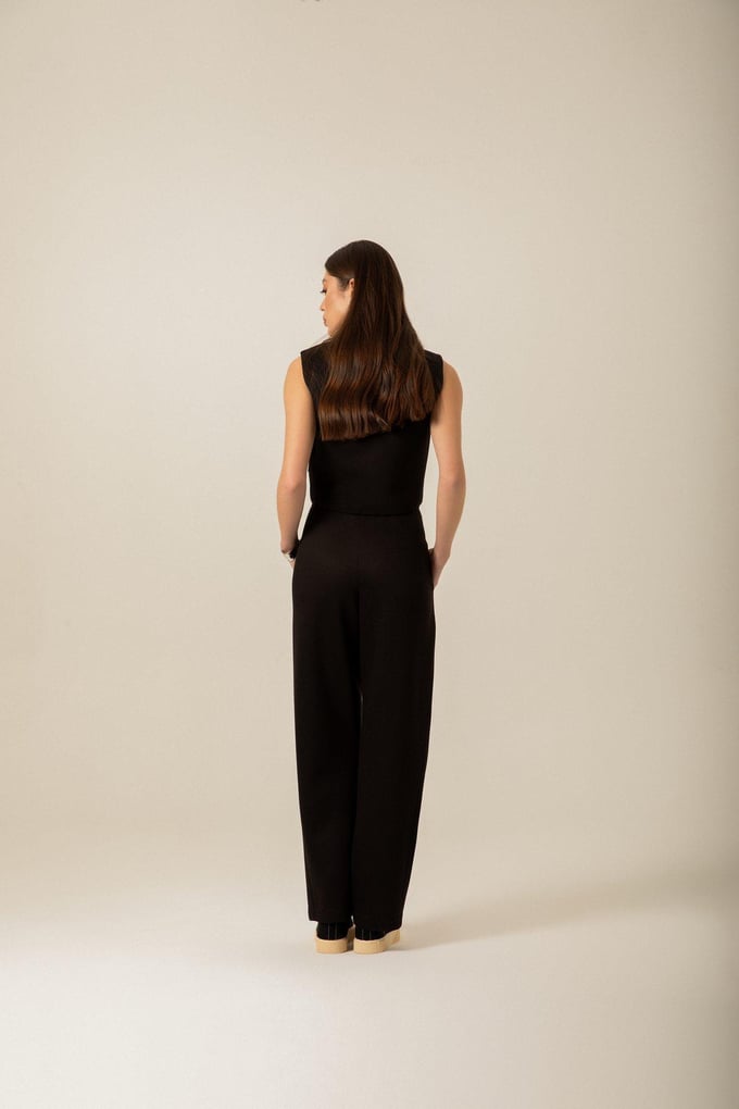 Lace-Up Detail Knitted Ecru Trousers