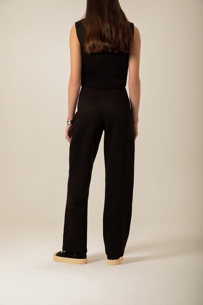 Lace-Up Detail Knitted Ecru Trousers