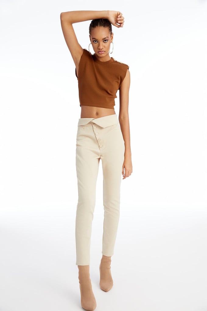 Asymmetric Beige Trousers