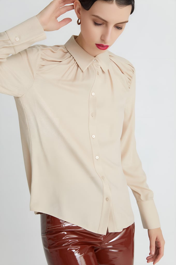 Shirt With Draped Neckline
