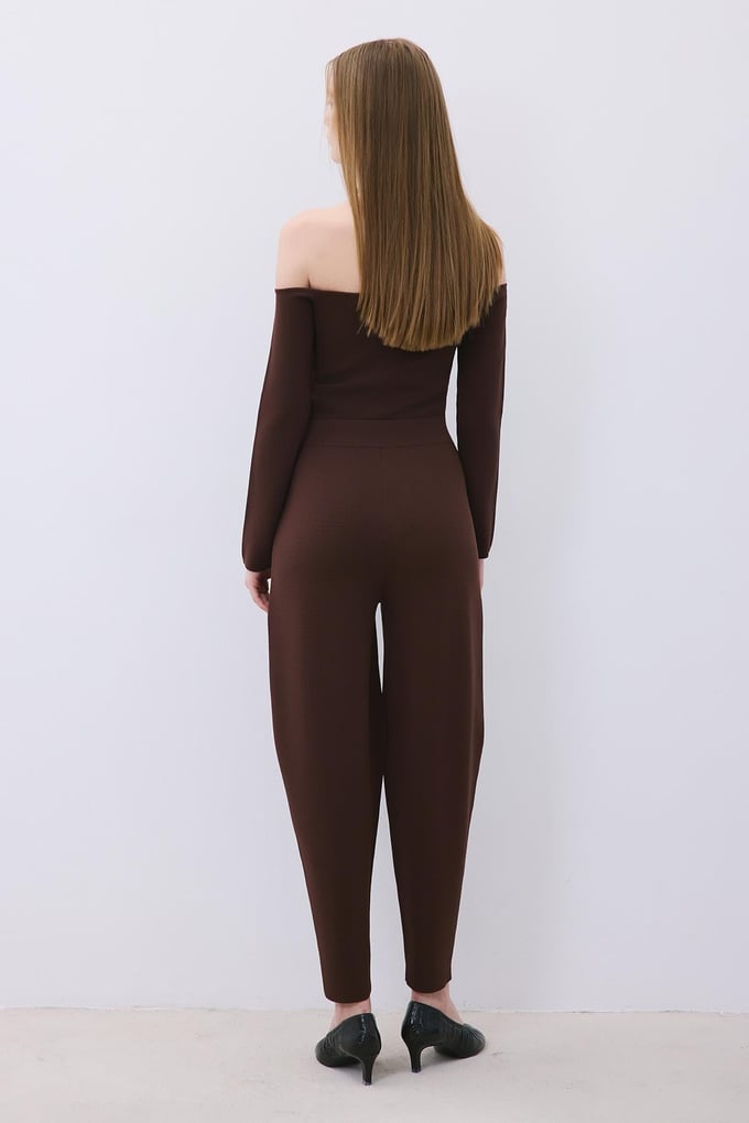 Brown Knit Relaxed Fit Pants