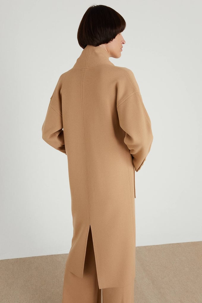 Camel Uzun Triko Hırka