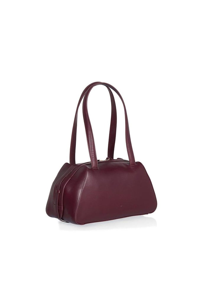 Çapraz Askılı Mini Bordo Deri Çanta