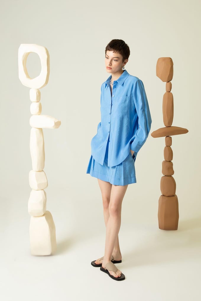 Pocket Detail Blue Shirt