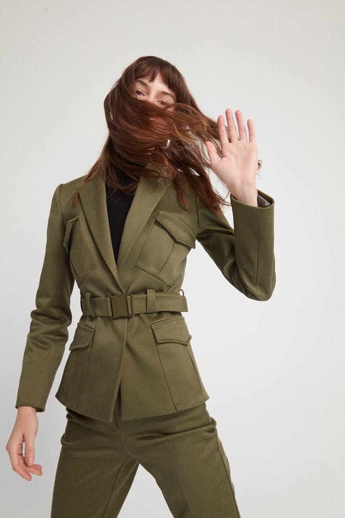 Cepli Kemerli Blazer Ceket Haki Ceket