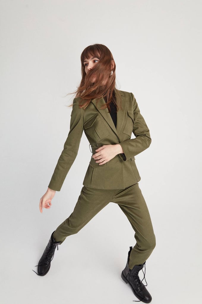 Cepli Kemerli Blazer Ceket Haki Ceket