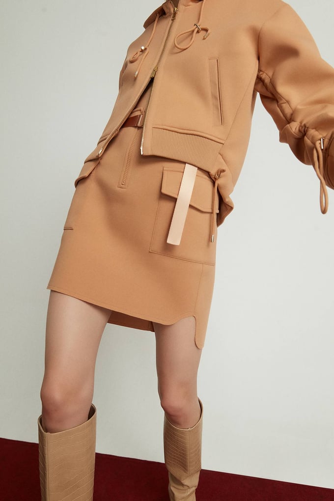 Cepli Kemerli Mini Camel Etek
