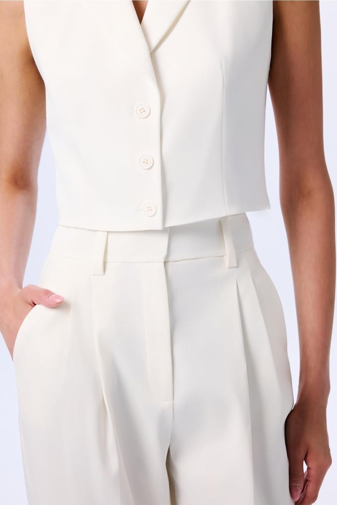 Double Pleated Ecru Trousers  