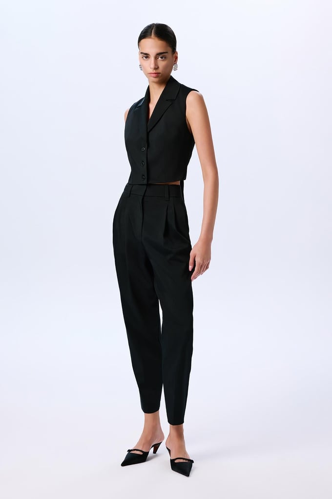 Double Pleated Black Trousers  