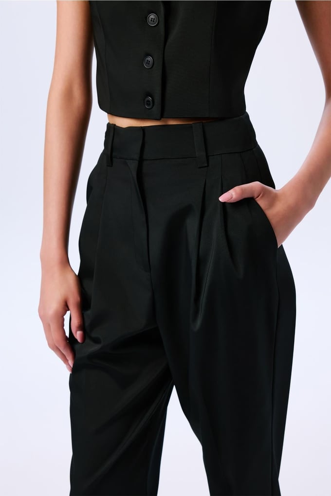 Double Pleated Black Trousers  