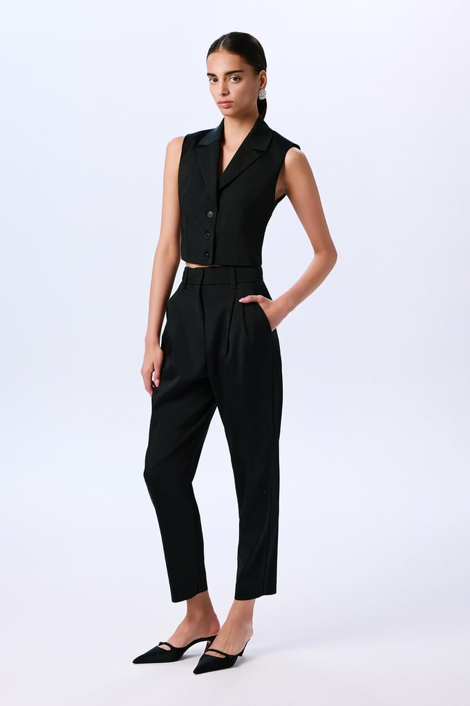 Double Pleated Black Trousers  
