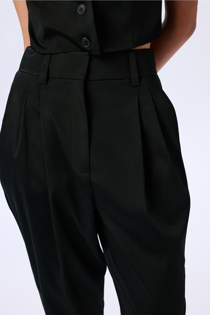 Double Pleated Black Trousers  