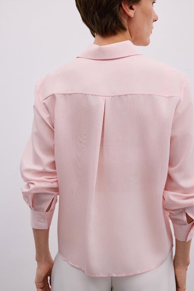Striped Button Detailed Pink Shirt Set