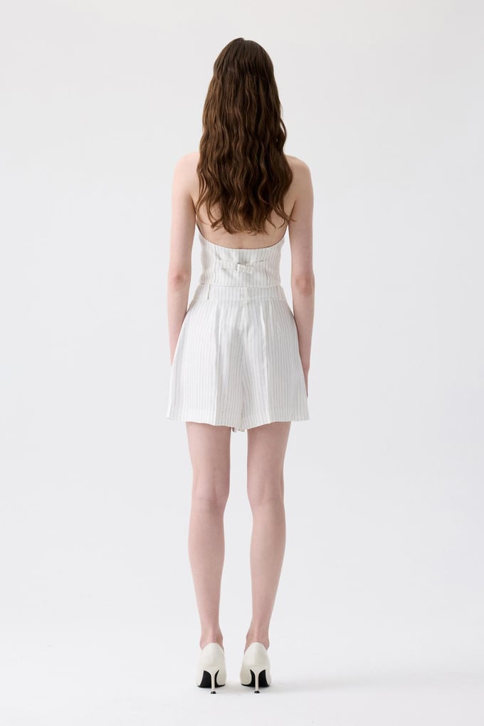 Striped Backless Ecru Mini Vest