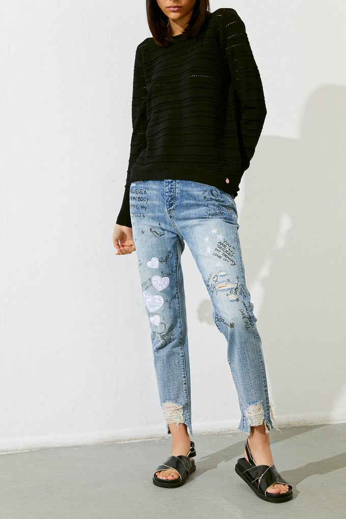 Deforme Detaylı Kısa Paça Jean