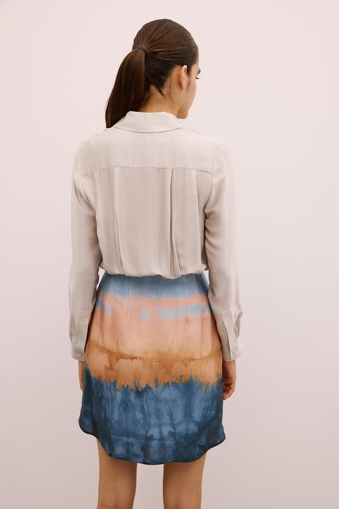 Ombre Patterned Mini Shirt Dress in Salmon