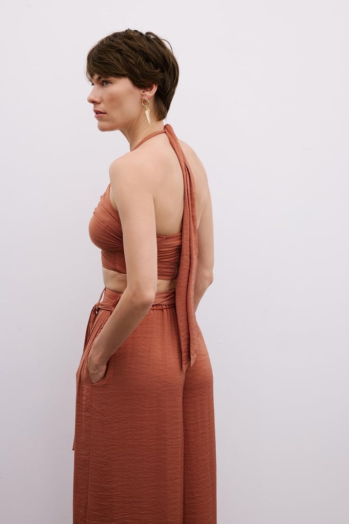 Cut-Out Strappy Cinnamon Blouse