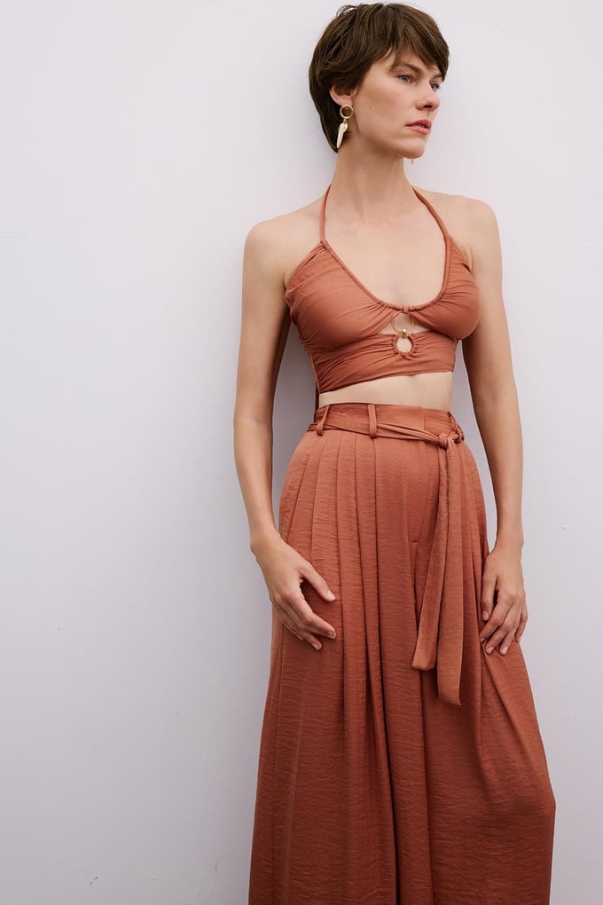 Cut-Out Strappy Cinnamon Blouse