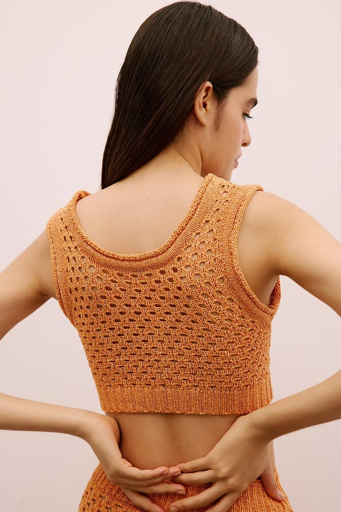 Open-Knit Ribbed Orange Bustier