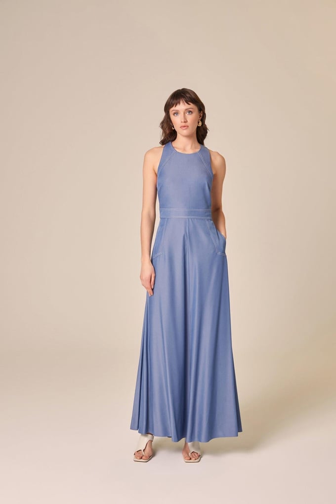 Denim Effect Indigo Dress