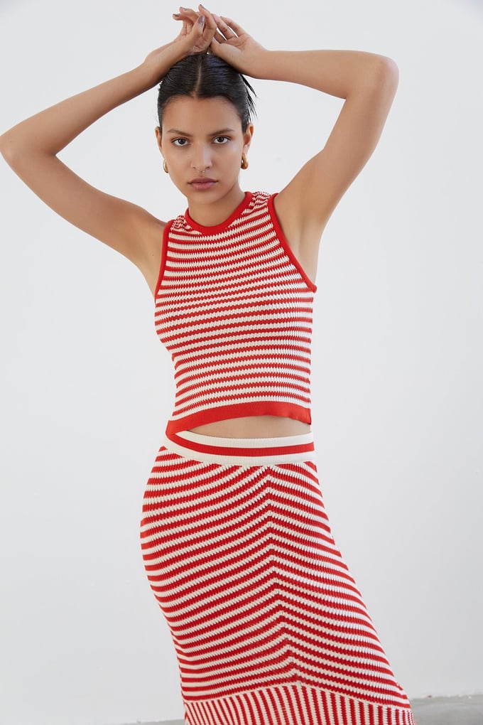 Desenli Narçiçeği Triko Crop Top