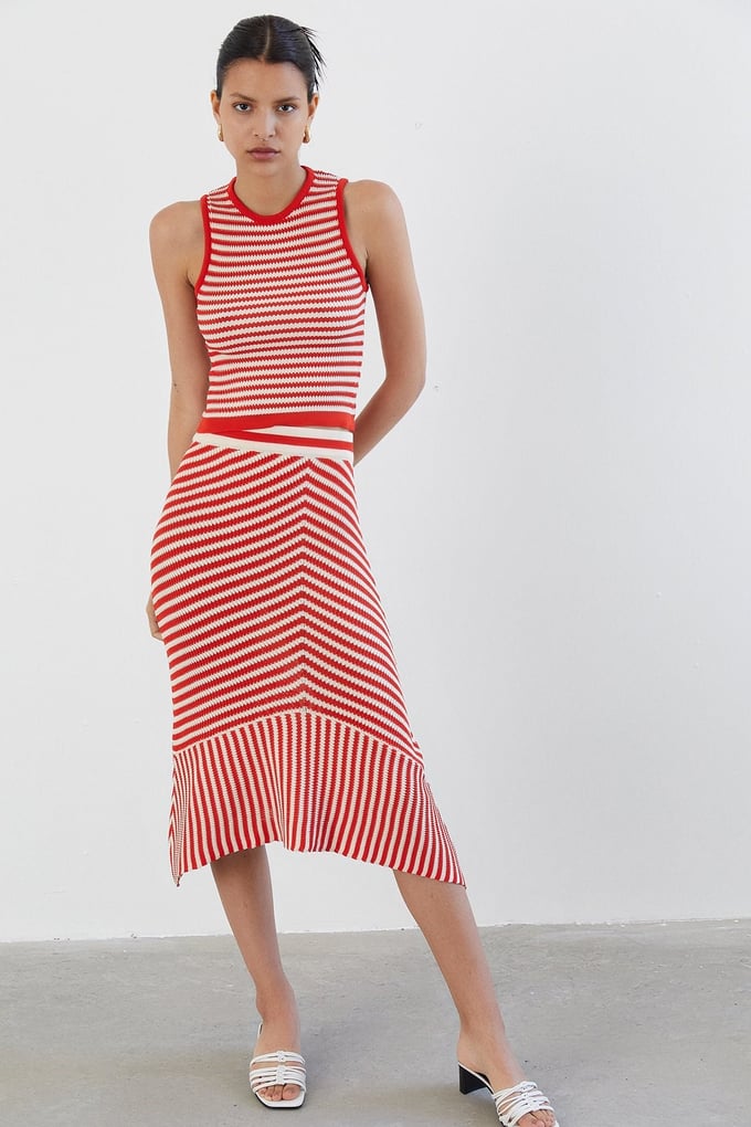 Desenli Narçiçeği Triko Crop Top
